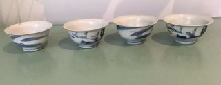 Four Hatcher Cargo Ming Dynasty Antique Chinese Porcelain Blue And White Bowls