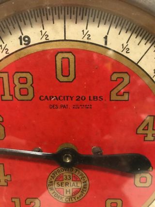 Antique or Vintage John Chatillon & sons Dial Scale 20 lb.  Metal Scale Merchant 11