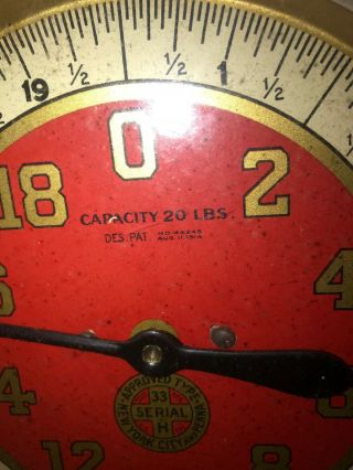 Antique or Vintage John Chatillon & sons Dial Scale 20 lb.  Metal Scale Merchant 9