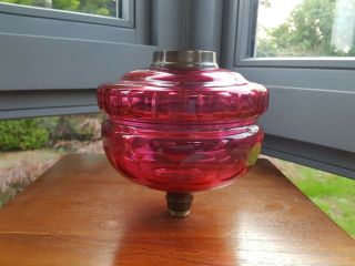 Victorian Ruby Cranberry Glass Facet Cut Oil Lamp Font 23mm Undermount