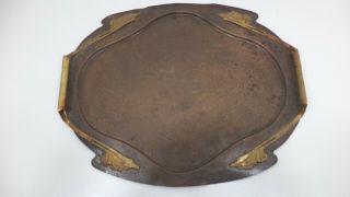 Antique Art & Craft Mission Hammered Copper Serving Tray Brass Jugendstil