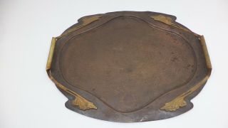 ANTIQUE ART & CRAFT MISSION HAMMERED COPPER SERVING TRAY Brass JUGENDSTIL 2