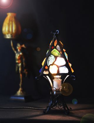 Vintage 1950s Handmade Peter March Birmingham Table Lamp Rock Glass