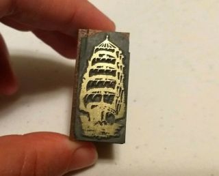 Vintage Letterpress Printing Block Tall Sailing Ship Boat