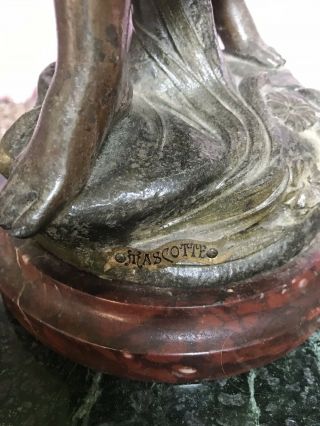 Antique Art Nouveau French Figural Spelter Bronze Newel Post Lamp 3