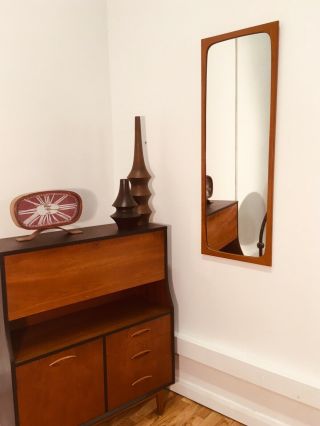 Mid Century Vintage Retro Danish Teak Wall Mirror 1960s / 1970s