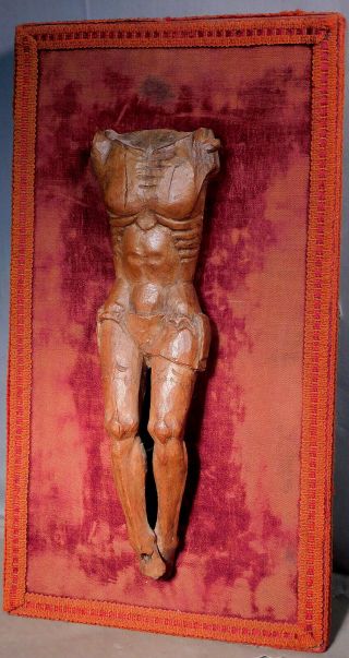 Antique French German Carved Wood Corpus Fragment Crucifix Jesus Christ 1700’s