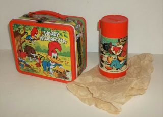1972 Woody Woodpecker Lunchbox & Thermos & Tag Tissue Paper Aladdin