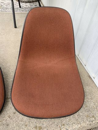 Charles Eames Herman Miller Fiberglass Side Shell Chair Pair In Girard Red 2