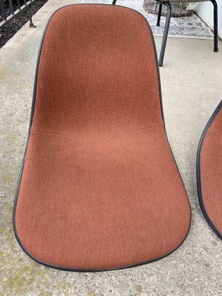Charles Eames Herman Miller Fiberglass Side Shell Chair Pair In Girard Red 3