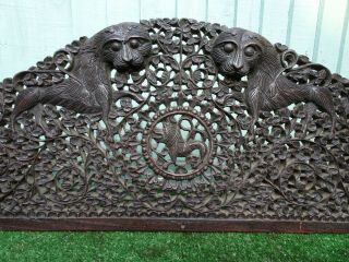 19thc Chinese Wooden Rosewood Carved Panel: Lion Dog Carvings C1880s