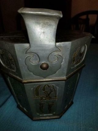 ANTIQUE CHINESE PEWTER CALLIGRAPHY TEAPOT 8