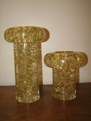 2 Large Vintage Mcm Hollywood Regency Glam Lucite Mushroom Candle Holders Jaru