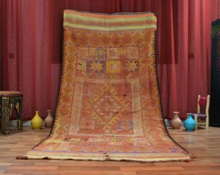 Moroccan Colorful Bohemian Vintage Berber Rug 4 X 8 Wool Antique Handmade Art