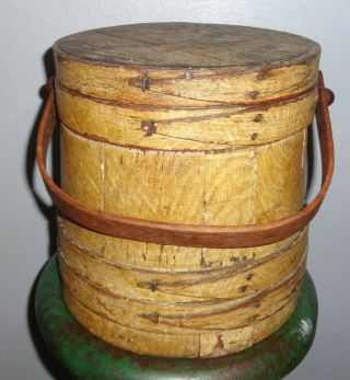 Early Grained Mustard Paint Firkin/sugar Bucket/pantry Box/shaker - Aafa