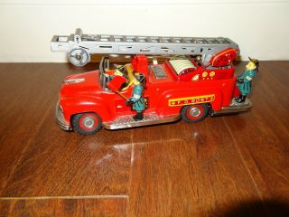 Rare Vtg Nomura Fire Engine Hook & Ladder Truck Tin Litho Toy Battery Op Fd 6097