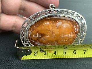 Natural Butterscotch Egg Yoke Amber Necklace Pendant With Carved Elephant 45gram 4