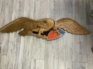 Vintage 1986 Eagle Wood Carving By Russ Beall Kdh Galleries Kill Devil Hills Nc