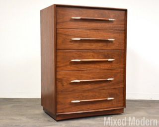 Robsjohn Gibbings For Widdicomb Walnut Speartip Tall Dresser Mid Century Modern