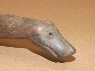 VTG Antique Primitive Carved Wood Bowl Ladel Seal Head Handle Folk Art 5”x 10.  5” 2