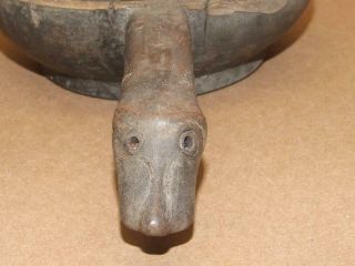 VTG Antique Primitive Carved Wood Bowl Ladel Seal Head Handle Folk Art 5”x 10.  5” 3