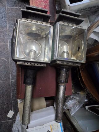 19th Century Rare Antique Silver Coach Lanterns L.  B & Co London