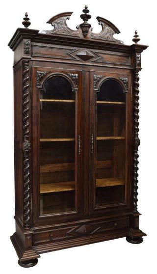 French Antique Walnut Bookcase 19th / 20th Century (1800s To 1900s)