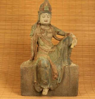 Rare Chinese Antique Old Wood Hand Carved Worship Sakyamuni Buddha Statue Figure