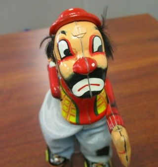 VINTAGE TPS JAPAN TIN LITHO WIND UP MECHANICAL CLOWN ON ROLLER SKATES & BOX 6