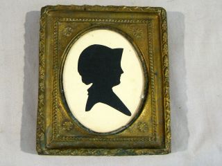 Antique Cut Paper Silhouette Of Woman With Metal Clad Frame 3 - Square Nails