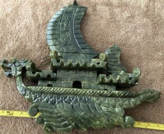 Decorative Jade Sailing Ship 7 Inches Tall 8 Inches Wide 10