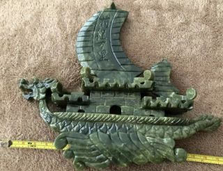 Decorative Jade Sailing Ship 7 Inches Tall 8 Inches Wide 3