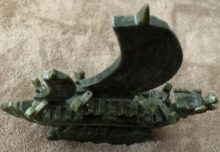 Decorative Jade Sailing Ship 7 Inches Tall 8 Inches Wide 7