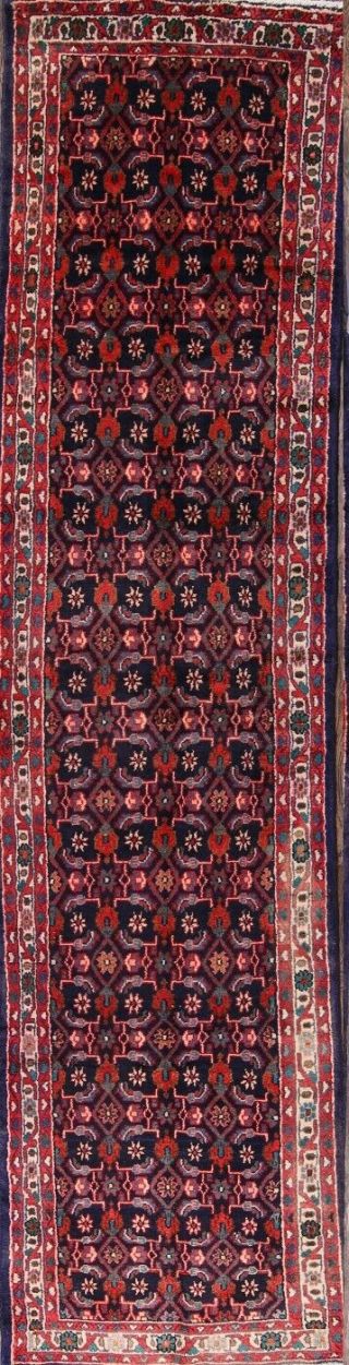 Summer Deal Floral Blue/red All - Over Runner 3x13 Hamedan Persian Oriental Rug