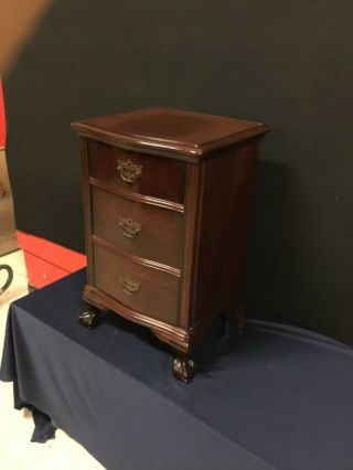 1950’s Kling Solid Mahogany 3 - Drawer Nightstand,  Claw Foot