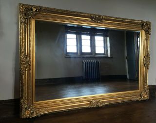 Large Statement Antique Gold French Floor Dress Ornate Leaner Wall Mirror 6ft