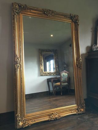 Large Statement Antique Gold French Floor Dress Ornate Leaner Wall Mirror 6ft 2