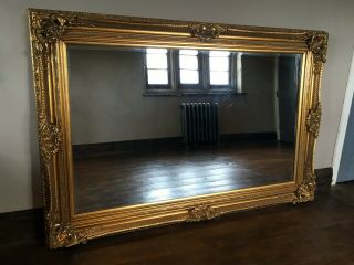 Large Statement Antique Gold French Floor Dress Ornate Leaner Wall Mirror 6ft 3