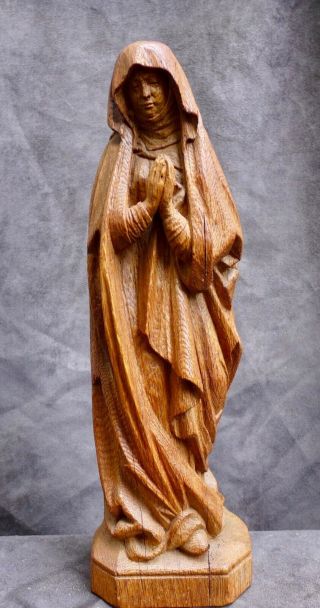 Beautifully And Antique Wood Statue Of A Woman Praying,  Germany 19th.  Century