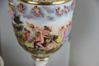 Italian Capodimonte marked porcelain Relief Bible hunting putti scene Vase 4
