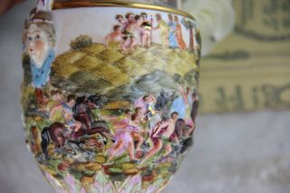 Italian Capodimonte marked porcelain Relief Bible hunting putti scene Vase 9