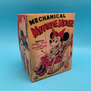 Mechanical Minnie Mouse Wind - up Toy Linemar Walt Disney Productions with Box 12