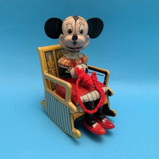 Mechanical Minnie Mouse Wind - up Toy Linemar Walt Disney Productions with Box 2