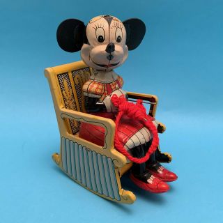 Mechanical Minnie Mouse Wind - up Toy Linemar Walt Disney Productions with Box 7