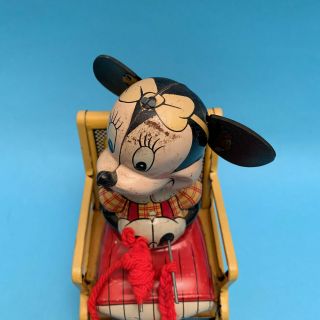 Mechanical Minnie Mouse Wind - up Toy Linemar Walt Disney Productions with Box 8