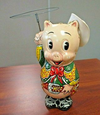 Vintage 1949 Leon Schlesinger Marx Tin Litho Wind Up Cowpuncher Porky