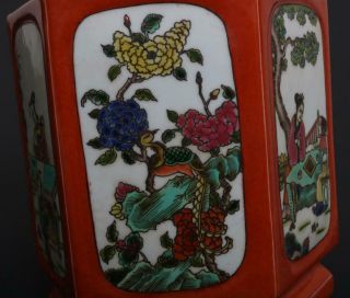 Antique Chinese Porcelain Famille - Rose Brush Pot Qianlong Marked - figures 7
