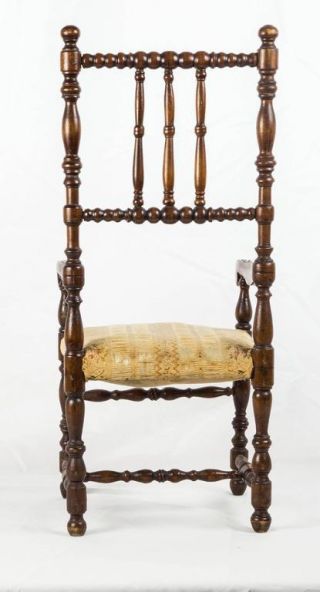 Louis XIII Style Doll ' s Walnut Open Armchair Furniture France 3