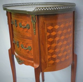 French Furniture Louis Xv Petit Commode Or Night Stand Marble Top Signed