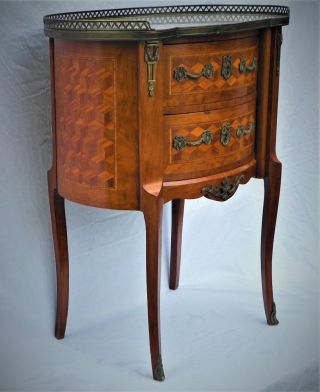 French Furniture Louis XV Petit Commode or night stand Marble top Signed 2